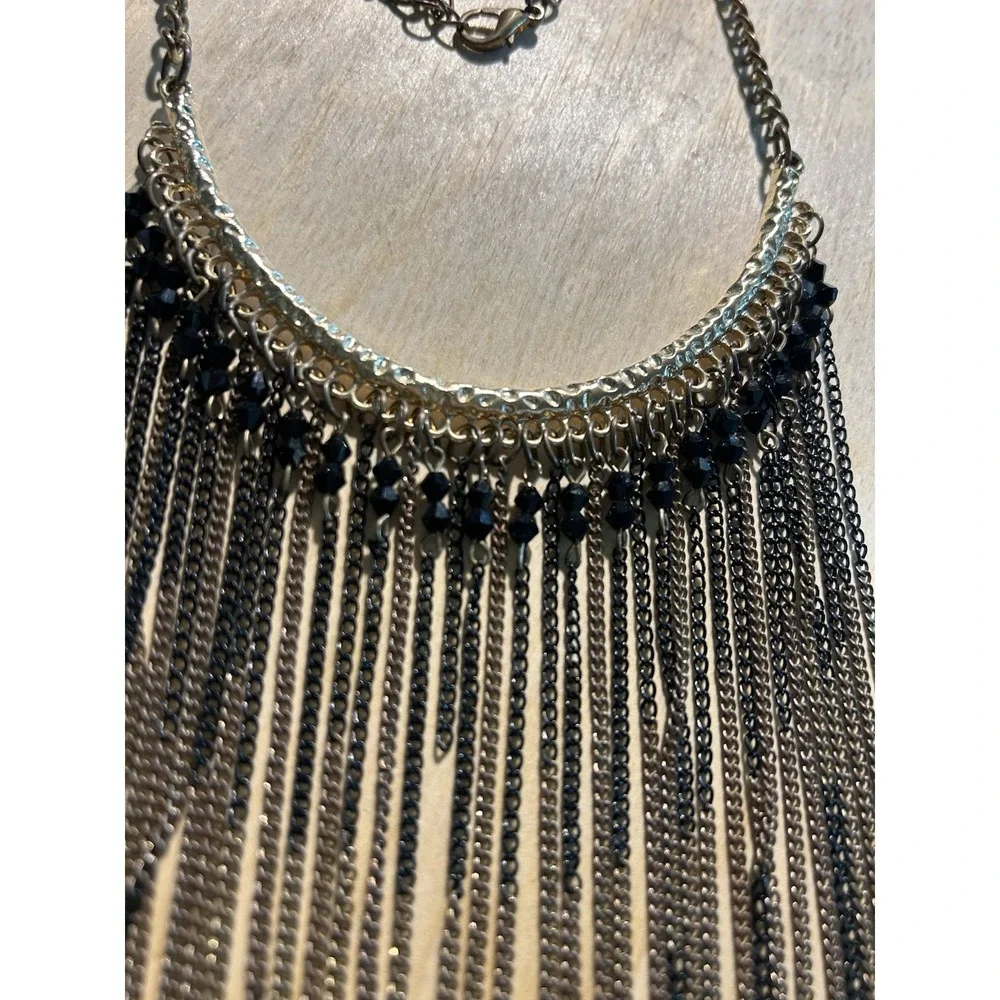 Lot 3 Statement Mixed Metal Gold Tone‎ Brass Necklace Lariat Fringe Flower Bead